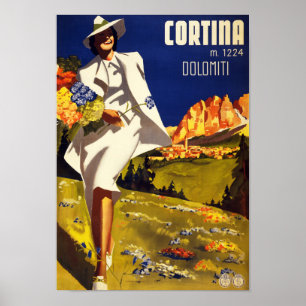 Poster vintage de Cortina Dolomiti Italie