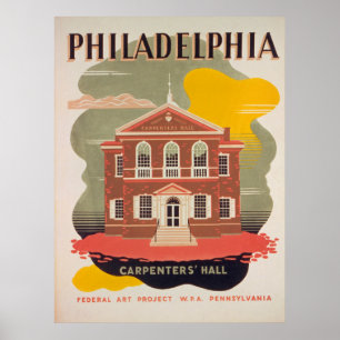 Poster vintage de Hall de charpentiers de