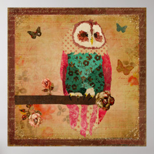 Poster vintage de hibou de Rosa