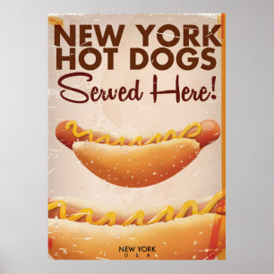 Poster vintage de hot-dog de New York