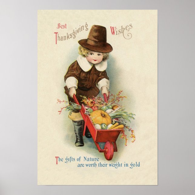 Poster vintage de la carte Thanksgiving (Devant)
