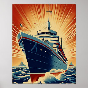 Poster vintage de la croisière océanique