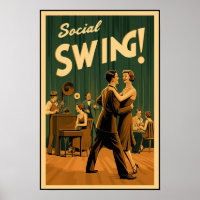 poster vintage de la danse à voile sociale des ann