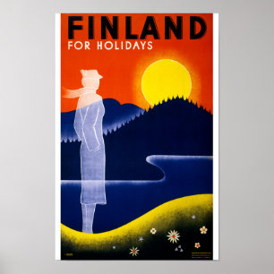 Poster vintage de la Finlande reconstitué
