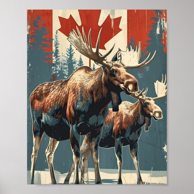 Poster Vintage de l'orignal canadien (Devant)