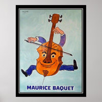 Poster vintage de musicien Art Déco Cello