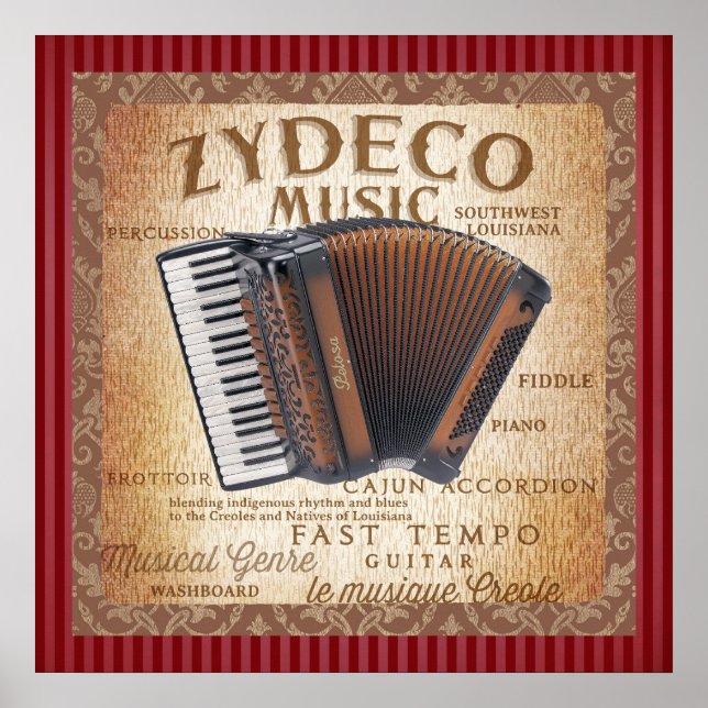 Poster vintage de musique Zydeco (Devant)