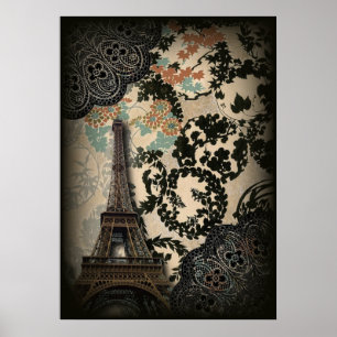 Poster vintage de paris beiffroi