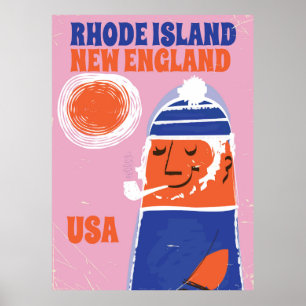 poster vintage de pêcheurs de Rhode Island, Nouvel