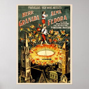 Poster vintage de représentation de cirque