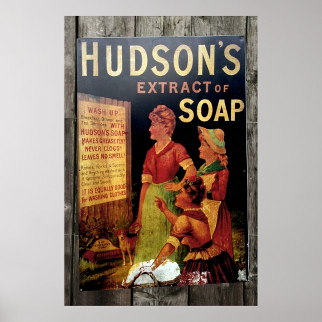 Poster vintage de savon Hudsons Imprimer (Devant)