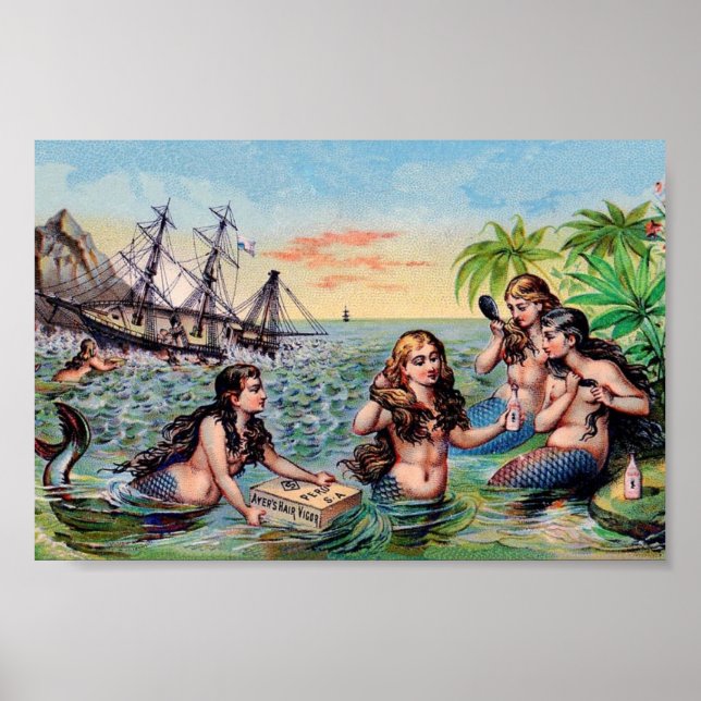 Poster vintage de sirène (Devant)