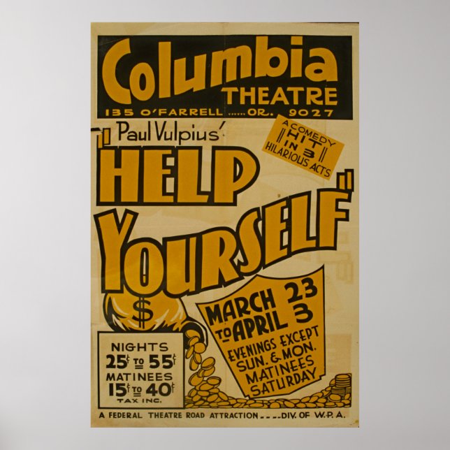 Poster vintage de théâtre Columbia (Devant)