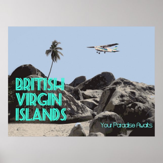 Poster vintage de voyage BVI (Devant)