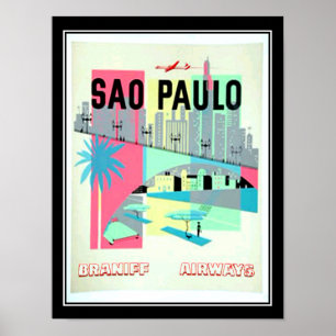 Poster vintage de voyage Sao Paulo Brésil