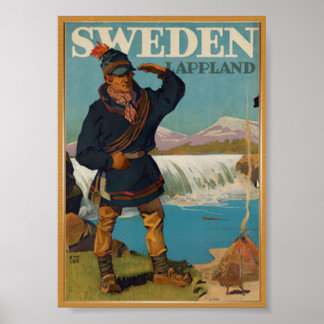 Poster vintage de voyage Suède