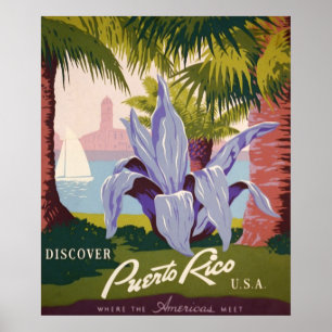 Poster vintage, Découvrez Porto Rico USA