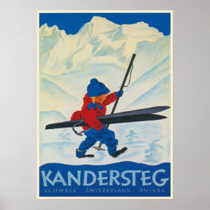 Poster vintage des Alpes suisses