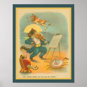 Poster Vintage des années 1930 Hey Diddle Diddle Nursey R