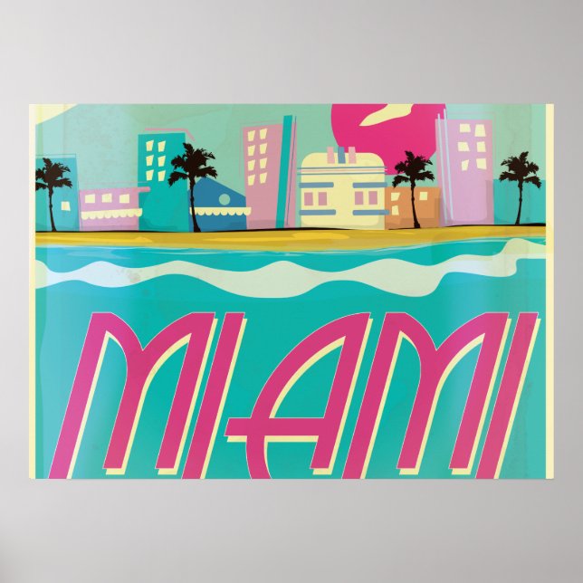 Poster vintage des années 1980 à Miami (Devant)