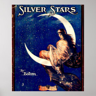 Poster vintage des étoiles d'argent