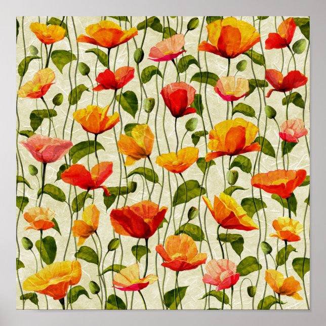 Poster Vintage. Des pavots. (Devant)