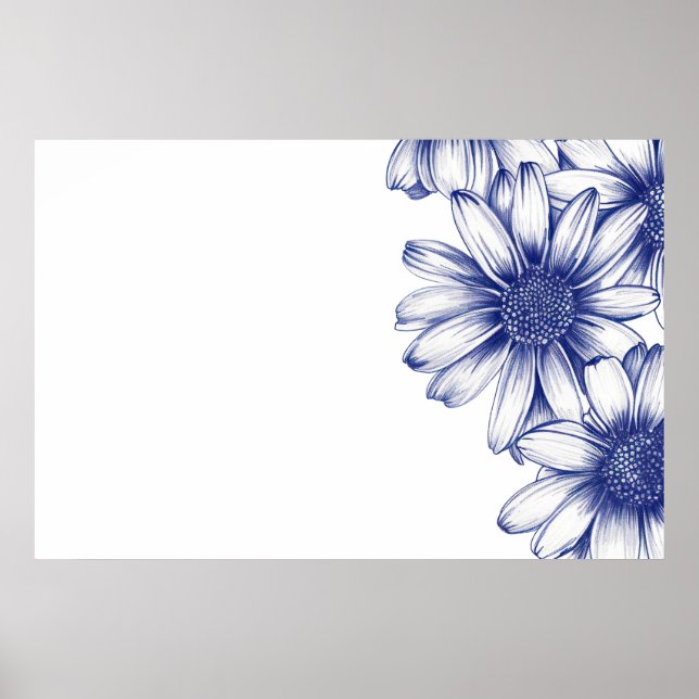 Poster Vintage dessin marguerite violette (Devant)