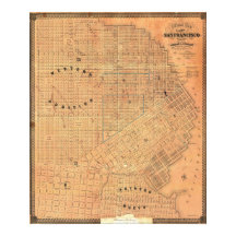 Vintage Detailed Golden San Francisco Map 1859