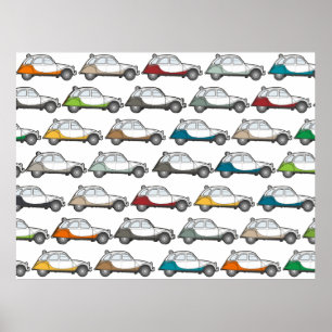 Poster Vintage Deux chevaux 2cv