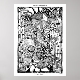 Póster Vintage Dibujos Blanco y Negro Poster