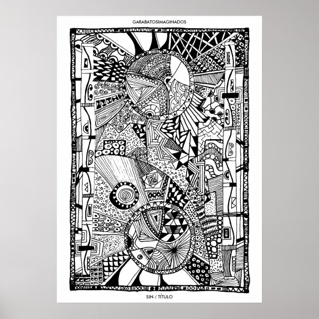 Póster Vintage Dibujos Blanco y Negro Poster (Front)