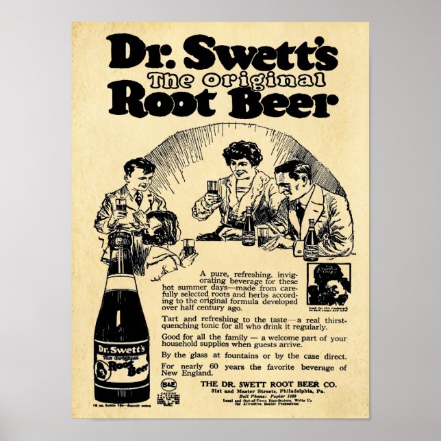 Poster Vintage Dr Swetts tirage de la bière racine (Devant)