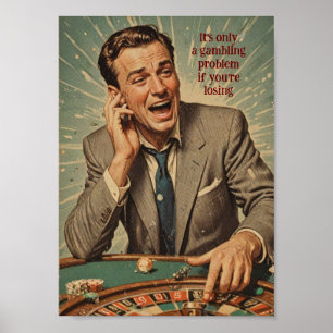 Poster vintage du joueur de roulette avec devis