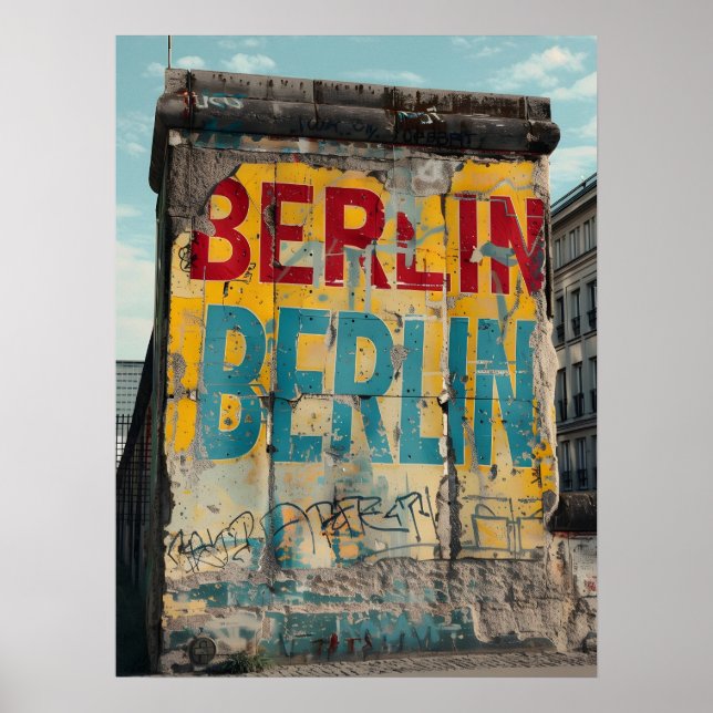 Poster Vintage du mur de Berlin (Devant)