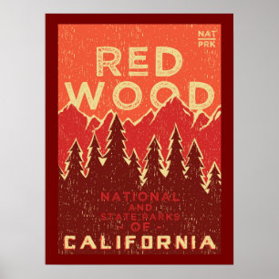 Poster vintage du parc national de Redwood