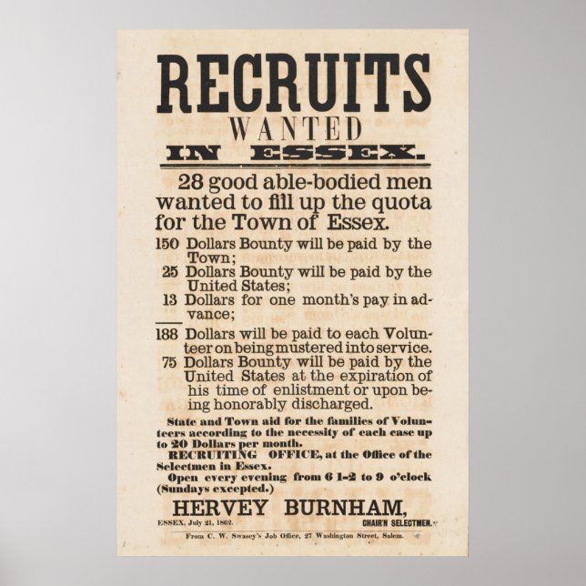 Poster vintage du recrutement de guerre (Devant)