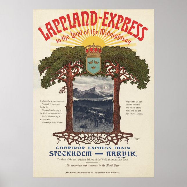 Poster vintage Du Train Lappland-Express (Devant)