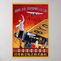 Poster vintage du transport aérien du Japon 1930