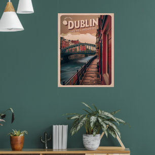 Poster Vintage Dublin ville, Irlande république cadeaux d