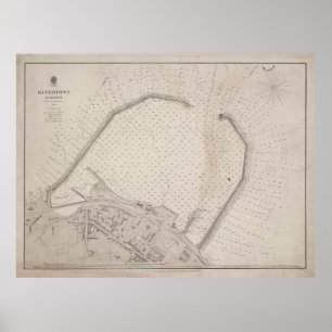 Poster Vintage Dun Laoghaire Ireland Map (1857)