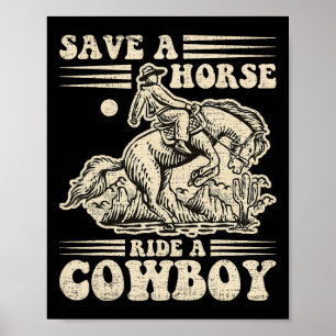 Poster Vintage Économisez Un Cheval Promenez Un Cowboy1