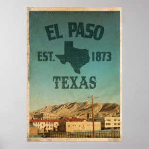 Poster vintage El Paso Texas Travel
