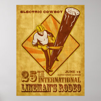 poster vintage électricien de ligne de puissance