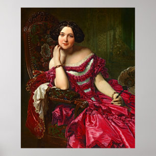 Poster Vintage Elegant Lady In Red Dress