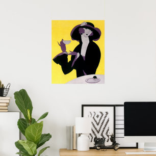 Poster Vintage Elegant Woman Drinking Afternoon Tea Party