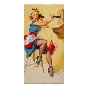 Poster Vintage Elvgren Téléphone Pin-up Girl Retro