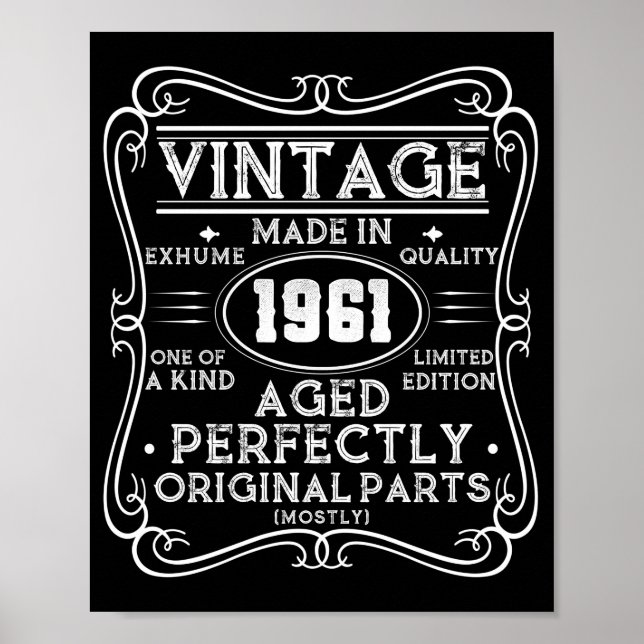 Poster Vintage Fabriqué En 1961 Retro Classic (Devant)
