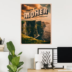 Poster Vintage falaises de la mère, Irlande cadeaux natur