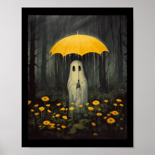 Poster Vintage Fantôme Floral Halloween Gothique Fantôme