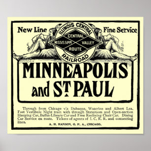 Poster vintage ferroviaire de l'Illinois Central